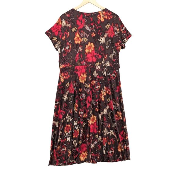 Perceptions Woman Maxi Dress Multicolor Floral Short Sleeve V Neck Size 18W - Picture 2 of 11